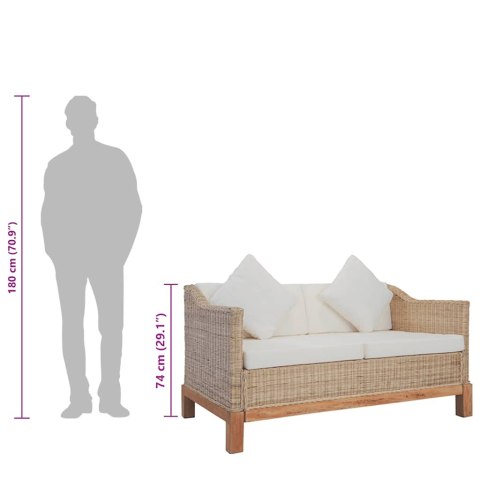  2-osobowa sofa z poduszkami, naturalny rattan Lumarko!