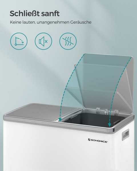 Kosz na śmieci , system segregacji śmieci, z 2 plastikowymi pojemnikami wewnętrznymi, 2 x 30 L kosz na śmieci z pedałem, kosz na