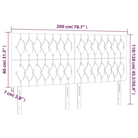 Zagłówek do łóżka z LED, ciemnoszary, 200x7x118/128 cm, tkanina Lumarko!