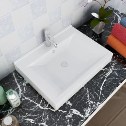 Lumarko Luksusowa umywalka prostokątna z otworem na kran, biała