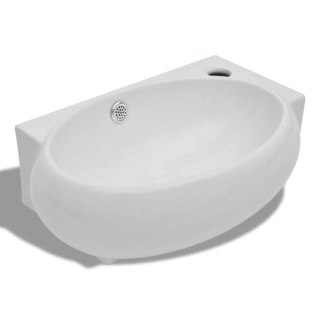  Ceramiczna umywalka z otworem przelewowym i na kran, biała Lumarko!