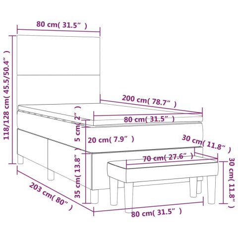  Łóżko kontynentalne z materacem, ciemnoszara tkanina 80x200 cm Lumarko!