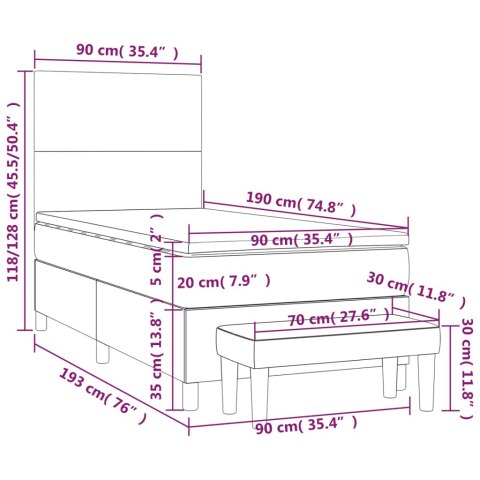  Łóżko kontynentalne z materacem, ciemnoszara tkanina 90x190 cm Lumarko!