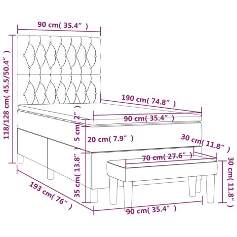  Łóżko kontynentalne z materacem, ciemnoszara tkanina 90x190 cm Lumarko!