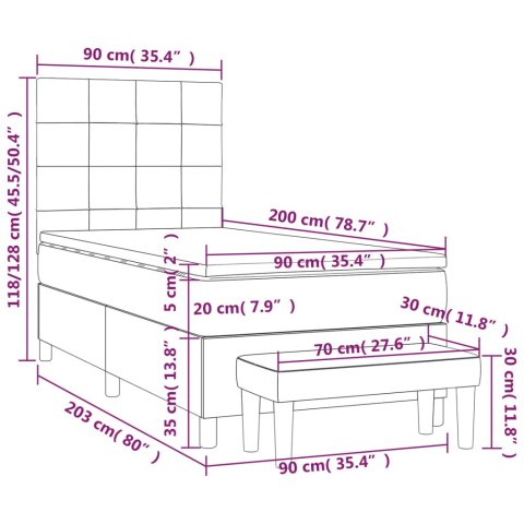  Łóżko kontynentalne z materacem, ciemnoszara tkanina 90x200 cm Lumarko!