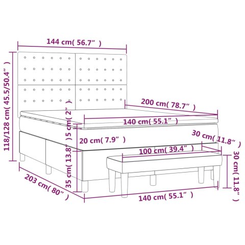 Łóżko kontynentalne z materacem, białe, ekoskóra 140x200 cm Lumarko! Lumarko!