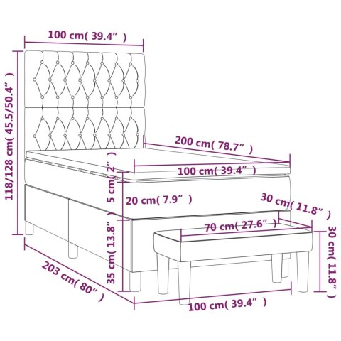  Łóżko kontynentalne z materacem, ciemnoszara tkanina 100x200 cm Lumarko!