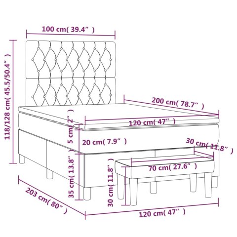  Łóżko kontynentalne z materacem, ciemnoszara tkanina 120x200 cm Lumarko!