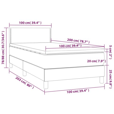  Łóżko kontynentalne z materacem, ciemnoszara tkanina 100x200 cm Lumarko!