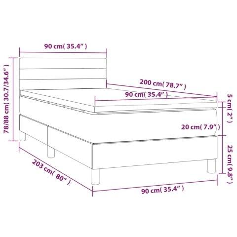  Łóżko kontynentalne z materacem, ciemnoszara tkanina 90x200 cm Lumarko!