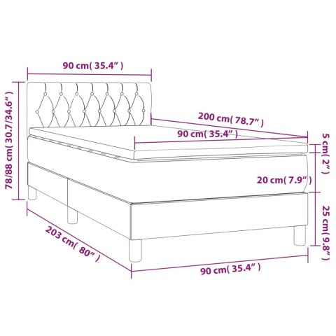  Łóżko kontynentalne z materacem, ciemnoszara tkanina 90x200 cm Lumarko!