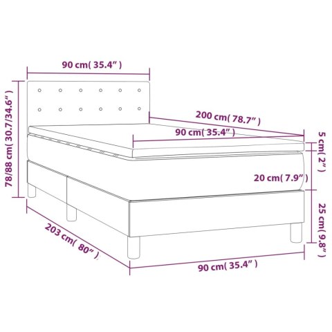  Łóżko kontynentalne z materacem, ciemnoszara tkanina 90x200 cm Lumarko!