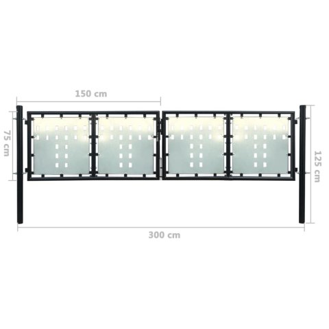  Podwójna furtka ogrodzeniowa 300 x 125 cm, czarna Lumarko!