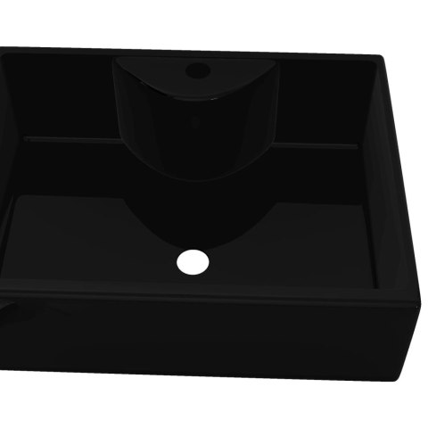  Ceramiczna umywalka z otworem na kran, prostokątna, czarna Lumarko!