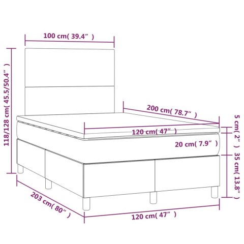  Łóżko kontynentalne z materacem, ciemnoszara tkanina 120x200 cm Lumarko!