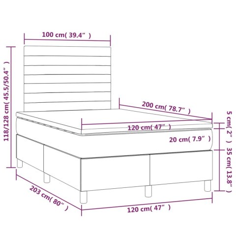  Łóżko kontynentalne z materacem, ciemnoszara tkanina 120x200 cm Lumarko!