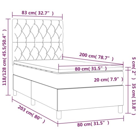  Łóżko kontynentalne z materacem, ciemnoszara tkanina 80x200 cm Lumarko!