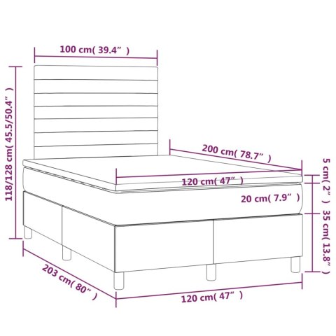  Łóżko kontynentalne z materacem, ciemnoszara tkanina 120x200 cm Lumarko!