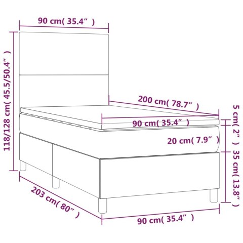  Łóżko kontynentalne z materacem, białe, ekoskóra 90x200 cm Lumarko!