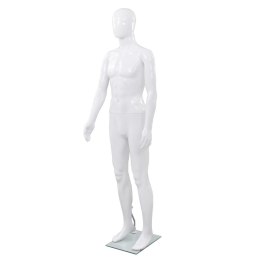  Manekin męski ze szklaną podstawą, biały, błyszczący, 185 cm Lumarko!