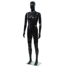 Lumarko Manekin męski ze szklaną podstawą, czarny, błyszczący, 185 cm