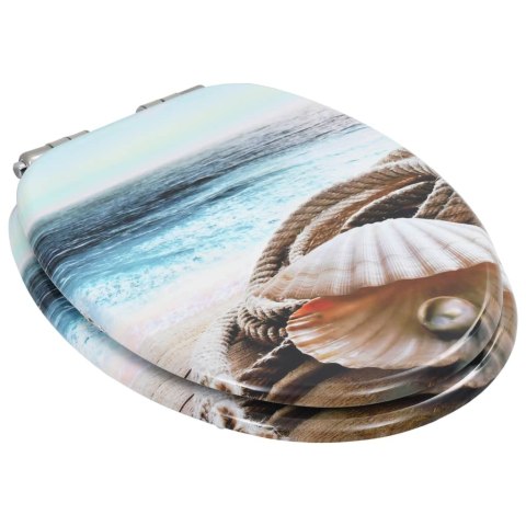  Deska klozetowa wolnoopadająca, MDF, wzór z muszlami Lumarko!