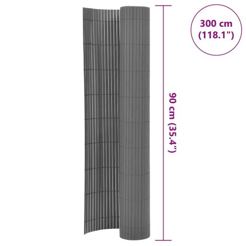  Dwustronne ogrodzenie ogrodowe, PVC, 90x300 cm, szare Lumarko!
