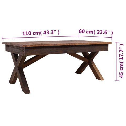  Stolik kawowy z litego drewna z odzysku, 110 x 60 x4 5 cm Lumarko!