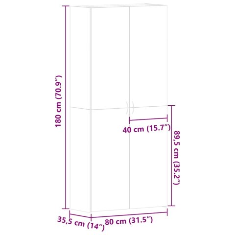 Szafka na buty Czarna 80x35,5x180 cm z materiału drewnopochodnego Lumarko!