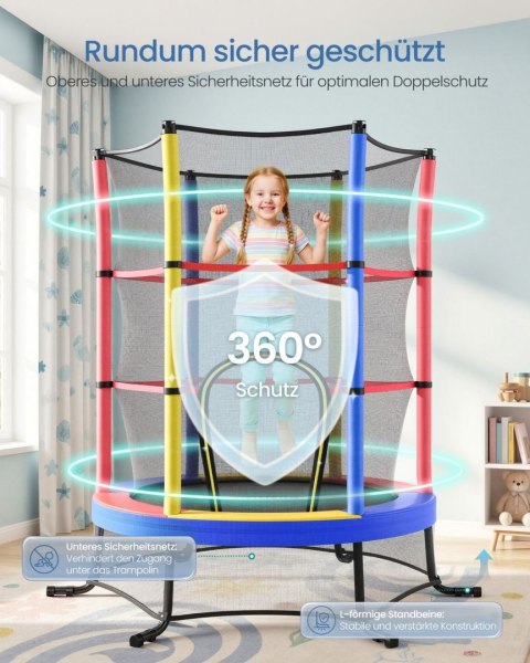 Trampolina dla dzieci z siatką bezpieczeństwa 174 cm wielokolorowa