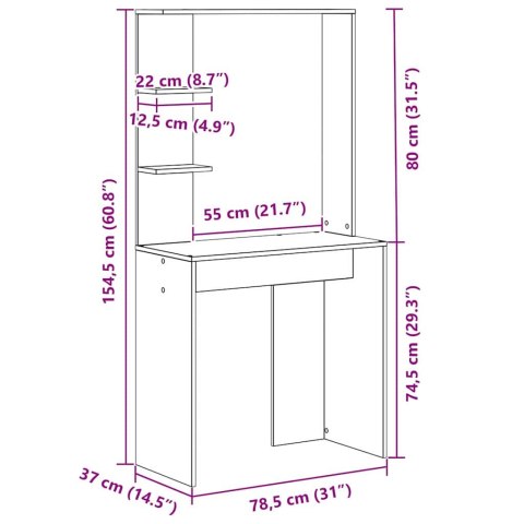 VidaXL Biurko Szary Sonoma Drewno inżynieryjne 78,5 x 37 x 154,5 cm