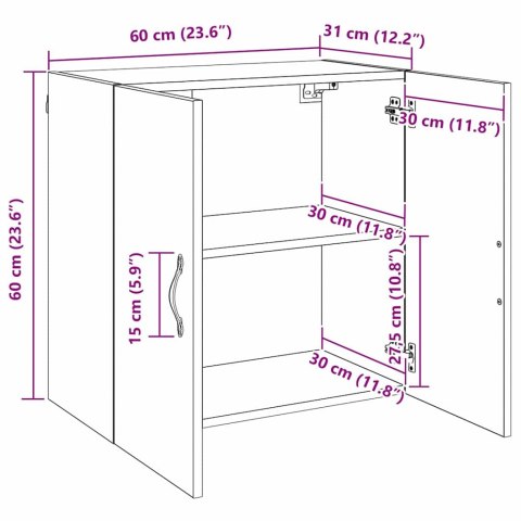 VidaXL Szafka ścienna 60 x 31 x 60 cm Drewno inżynieryjne Czarny Dąb