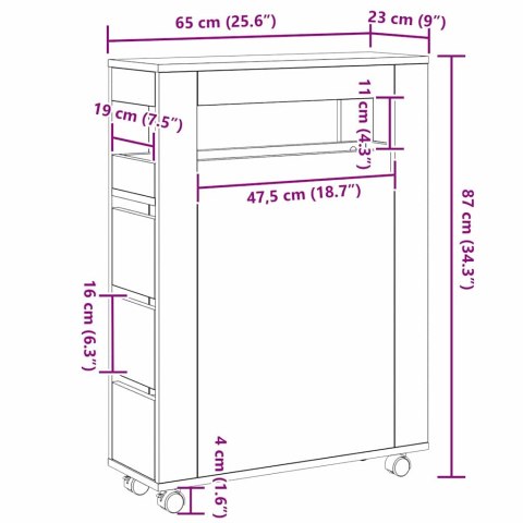VidaXL Zestaw mebli łazienkowych 65 x 23 x 87 cm Drewno inżynieryjne