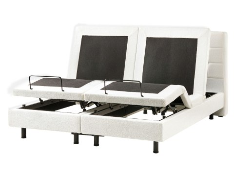 Łóżko regulowane Boucle DUKE 160 x 200 cm Złamana biel