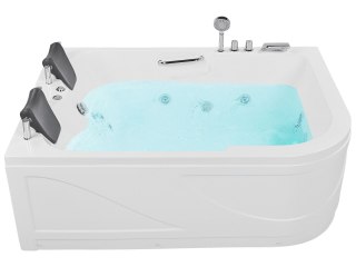 Wanna narożna z hydromasażem LED BAYAMO Prawostronny 170 x 120 cm Biały