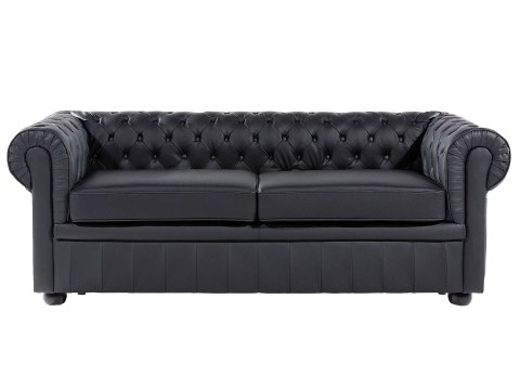 Komplet wypoczynkowy dla 4 osób CHESTERFIELD Skóra naturalna Czarny
