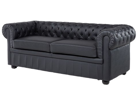 Komplet wypoczynkowy dla 4 osób CHESTERFIELD Skóra naturalna Czarny