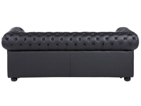 Komplet wypoczynkowy dla 4 osób CHESTERFIELD Skóra naturalna Czarny