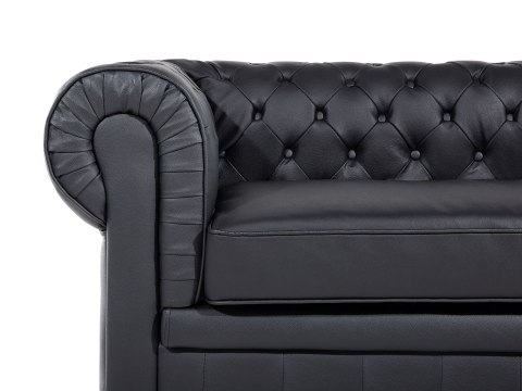 Komplet wypoczynkowy dla 4 osób CHESTERFIELD Skóra naturalna Czarny