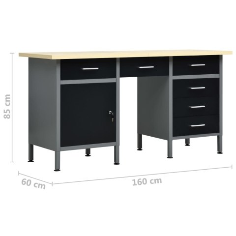  Biurko robocze, czarne, 160x60x85 cm, stal Lumarko!