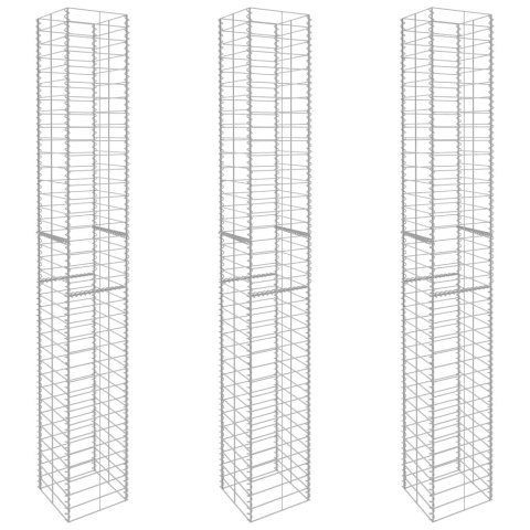 Kosze gabionowe, 3 szt., galwanizowana stal, 25x25x197 cm Lumarko!