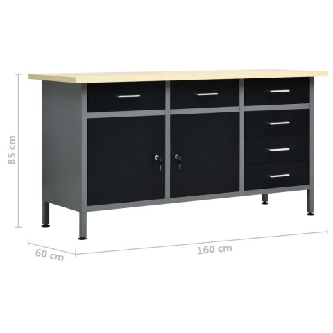  Stół roboczy, czarny, 160 x 60 x 85 cm, stal Lumarko!