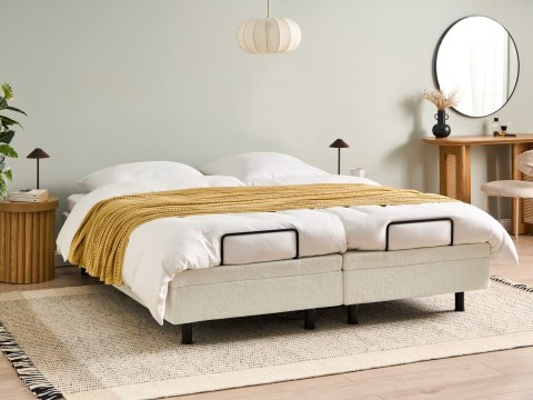 Łóżko regulowane bez zagłówka Boucle DUKE 180 x 200 cm Złamana biel