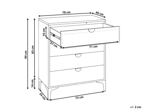 Komoda 4 szuflady ARDURA Metal Beżowy