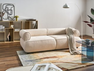 Sofa dla 3 osób SALLA Boucle Złamana biel