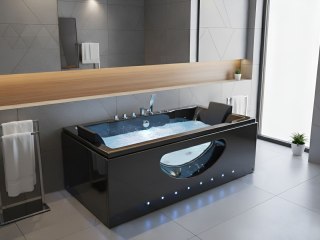Wanna narożna z hydromasażem LED HAWES 180 x 90 cm Czarny