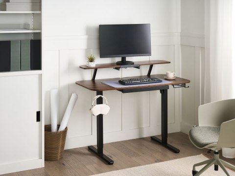 Biurko regulowane elektrycznie WILBANKS Brązowy/ czarny 120 cm 60 cm Z portem USB