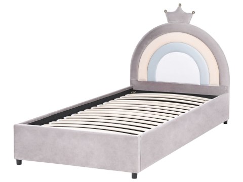 Łóżko dziecięce z pojemnikiem GRISETOT Welur Szary 90 x 200 cm