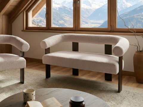 Sofa dla 2 osób ILBRO Boucle Ciemny brąz/ beżowy