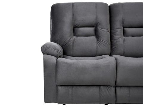 Sofa z elektryczną funkcją relaksu dla 3 osób BERGEN Welur Ciemnoszary